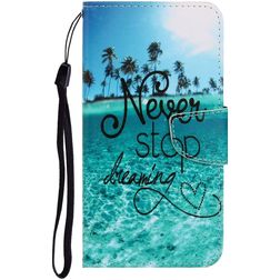 Mobigear Design Huawei P40 Lite E Hoesje Bookcase Portemonnee - Never Stop Dreaming