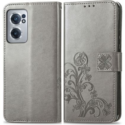 Mobigear Clover OnePlus Nord CE 2 Hoesje Bookcase Portemonnee - Grijs
