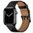 Mobigear Milano Leren Apple Watch Bandje Gespsluiting - 49/46/45/44 mm - Zwart