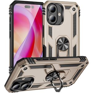 Mobigear Armor Ring iPhone 16 Plus Hoesje Hardcase Backcover Shockproof met Ringhouder - Goud