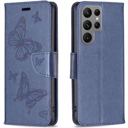 Mobigear Butterfly Samsung Galaxy S24 Ultra Hoesje Bookcase Portemonnee - Blauw
