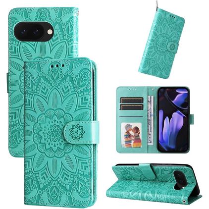 Mobigear Sunflower Google Pixel 9a Hoesje Bookcase Portemonnee - Groen