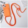 Mobigear Lanyard Card iPhone 15 Plus Siliconen Hoesje met koord en Pasjeshouder - Oranje