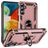 Mobigear Armor Ring Samsung Galaxy A24 Hoesje Hardcase Backcover Shockproof met Ringhouder - Roségoud