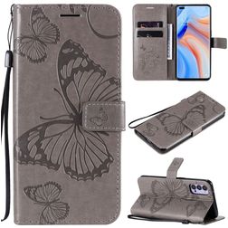 Mobigear Butterfly OPPO Reno 4 Hoesje Bookcase Portemonnee - Grijs