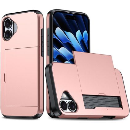 Mobigear Card iPhone 18 Hoesje Hardcase Backcover Shockproof met Pasjeshouder - Roze