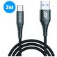 Mobigear Nylon USB-A naar USB-C Kabel 3 Meter - Zwart