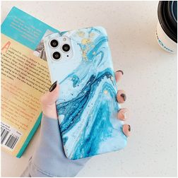 Mobigear Marble iPhone 12 Pro Max Hoesje Flexibel TPU Backcover - Blauw