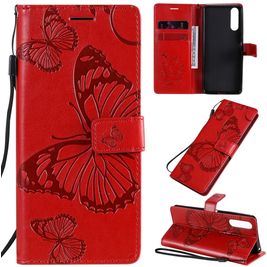 Mobigear Butterfly Sony Xperia 10 II Hoesje Bookcase Portemonnee - Rood