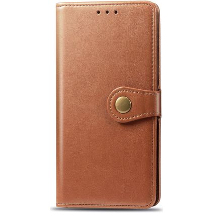 Mobigear Snap Button OPPO A9 (2020) Hoesje Bookcase Portemonnee - Cognac