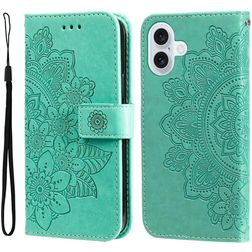 Mobigear Flowers iPhone 17 Hoesje Bookcase Portemonnee - Groen