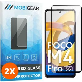 Mobigear Premium POCO M4 Pro 5G Glazen Screenprotector - Case Friendly - Zwart (2-Pack)