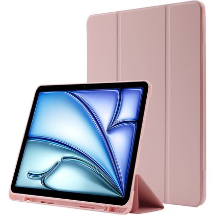 Mobigear Tri-Fold Gel iPad Air 11 Inch (2025) Hoes TPU,Kunstleer Bookcase + Stylus Houder - Roze