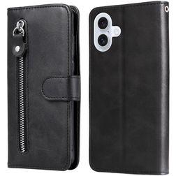 Mobigear Zipper iPhone 17 Hoesje Bookcase Portemonnee - Zwart