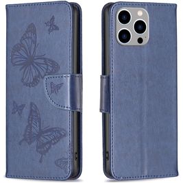Mobigear Butterfly iPhone 15 Pro Max Hoesje Bookcase Portemonnee - Blauw