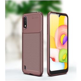 Mobigear Racing Samsung Galaxy A01 Hoesje Flexibel TPU Backcover - Bruin