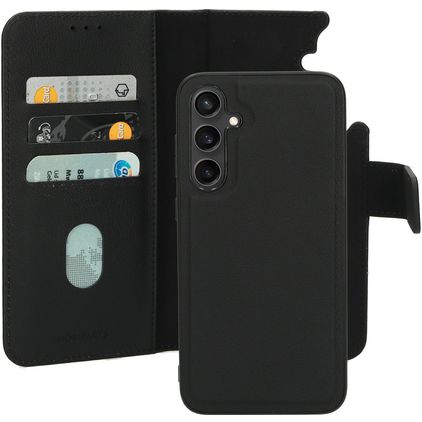 Mobiparts Samsung Galaxy S23 FE Hoesje Echt Leer Uitneembare 2in1 Bookcase Portemonnee - Zwart
