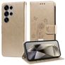 Mobigear Flowers Samsung Galaxy S25 Ultra Hoesje Bookcase Portemonnee - Goud