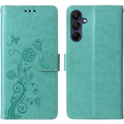 Mobigear Flowers Samsung Galaxy A16 Hoesje Bookcase Portemonnee - Groen