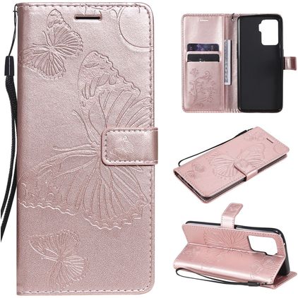 Mobigear Butterfly OPPO A94 5G Hoesje Bookcase Portemonnee - Roségoud