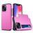 Mobigear Card iPhone 15 Hoesje Hardcase Backcover Shockproof met Pasjeshouder - Roze