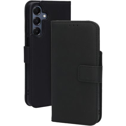 Mobiparts Wallet Samsung Galaxy A16 MagSafe Hoesje Echt Leer Bookcase Portemonnee - Zwart
