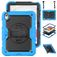 Mobigear SureGrip Xtreme iPad 10 (2022) Hoes Hard Kunststof,Siliconen Backcover + Schouderband + Standaard - Zwart / Blauw