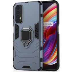 Mobigear Armor Ring Realme 7 Hoesje Hardcase Backcover Shockproof met Ringhouder - Blauw
