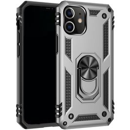 Mobigear Armor Ring iPhone 12 Hoesje Hardcase Backcover Shockproof met Ringhouder - Zilver
