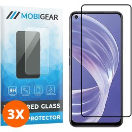 Mobigear Premium OPPO A73 5G Glazen Screenprotector - Case Friendly - Zwart (3-Pack)