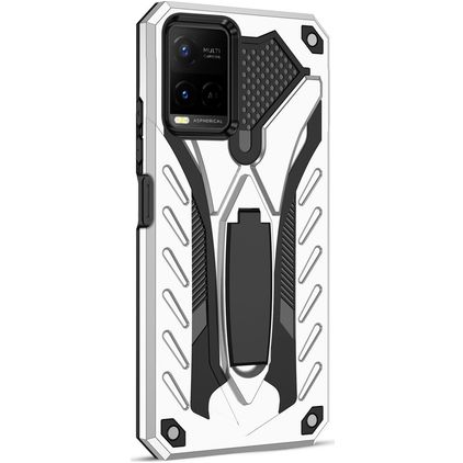 Mobigear Armor Stand Vivo Y33s Hoesje Hardcase Backcover Shockproof met Standaard - Zilver