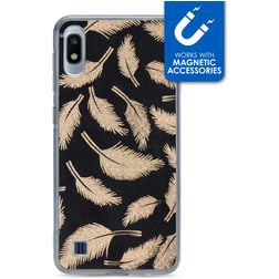 My Style Magneta Samsung Galaxy A10 Hoesje Flexibel TPU Backcover - Golden Feathers