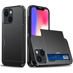 Mobigear Card iPhone 15 Plus Hoesje Hardcase Backcover Shockproof met Pasjeshouder - Zwart