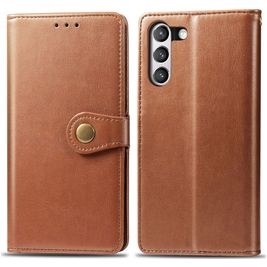 Mobigear Snap Button Samsung Galaxy S21 FE Hoesje Bookcase Portemonnee - Cognac