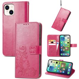 Mobigear Clover iPhone 15 Hoesje Bookcase Portemonnee - Magenta