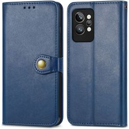 Mobigear Snap Button Realme GT2 Pro Hoesje Bookcase Portemonnee - Blauw