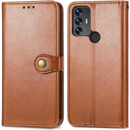 Mobigear Snap Button TCL 305 Hoesje Bookcase Portemonnee - Bruin