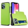 Mobigear Card iPhone 13 Hoesje Hardcase Backcover Shockproof met Pasjeshouder - Groen