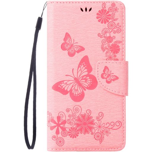 Mobigear Butterfly iPhone SE (2020) Hoesje Bookcase Portemonnee - Roze