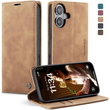 CaseMe 013 iPhone 17 Hoesje Bookcase Portemonnee - Bruin