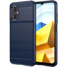 Mobigear Brushed Slim POCO M5 Hoesje Flexibel TPU Backcover - Marineblauw