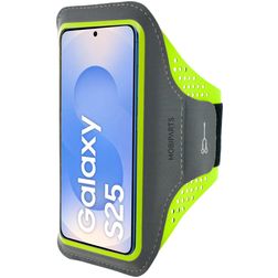 Mobiparts Comfort Fit Telefoonhouder Hardlopen Samsung Galaxy S25 Sport Hoesje Neopreen Sportarmband - Neon Green