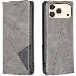 Mobigear Rhombus Slim iPhone 17 Pro Hoesje Bookcase - Grijs