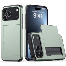 Mobigear Card iPhone 18 Pro Hoesje Hardcase Backcover Shockproof met Pasjeshouder - Dark Green