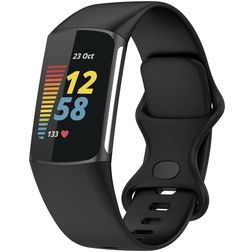 Mobigear Sport Dual Siliconen Fitbit Charge 5 Bandje Druksluiting - Zwart