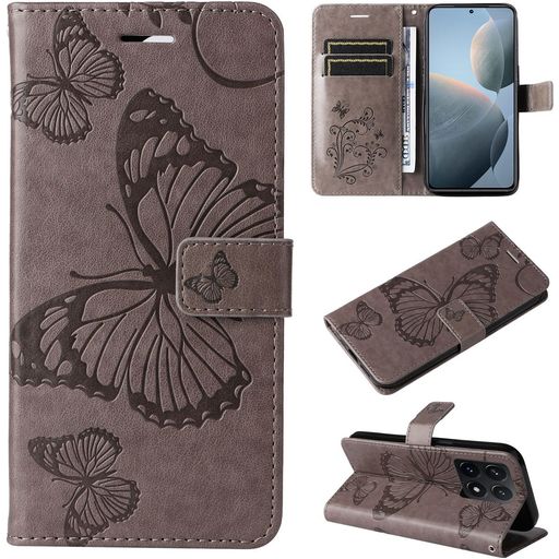 Mobigear Butterfly Xiaomi 14T Hoesje Bookcase Portemonnee - Grijs