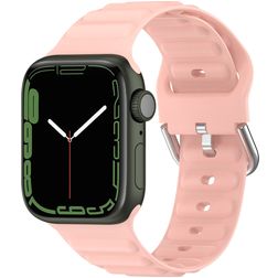 Mobigear Bumpy Siliconen Apple Watch Bandje Gespsluiting - 49/46/45/44 mm - Roze