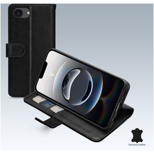 Mobilize Wallet iPhone 16e Hoesje Echt Leer Bookcase Portemonnee - Zwart
