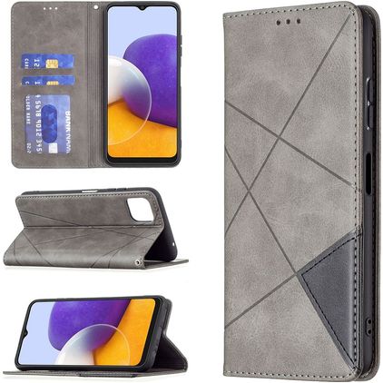 Mobigear Rhombus Slim Samsung Galaxy A22 5G Hoesje Bookcase - Grijs