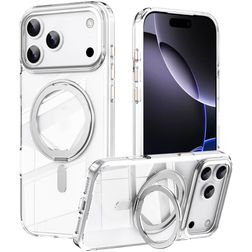 Mobigear Frosted Mag iPhone 17 Pro Max MagSafe Hoesje Hardcase Backcover met Standaard - Zilver